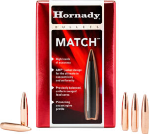 Hornady 30501 Match 30 Cal .308 168 gr Hollow Point Boat Tail Match 100 Per Box/ 15 Case