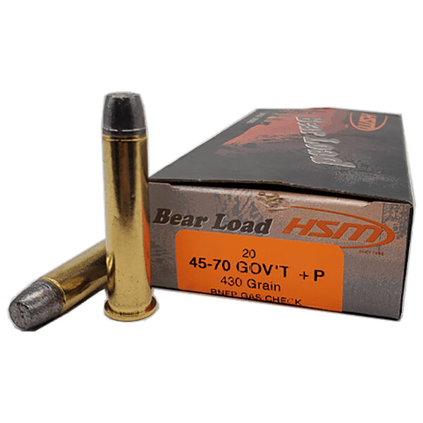 HSM 457012N Bear Load 45-70 Gov 430 gr Round Nose Flat Point 20 Per Box/ 25 Case