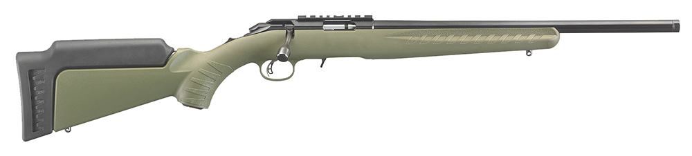 96902.jpg Ruger 8335 American Rimfire Sports South Exclusive Full Size 22 WMR 9+1 18" Satin Blued Threaded Barrel & Alloy Steel Receiver w/Scope Rail, Green Fixed Synthetic Stock, Right Hand