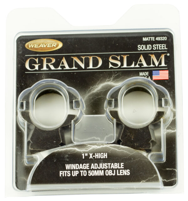 Weaver Grand Slam Windage-Adjustable Scope Rings, 1-Inch Extra High, Matte Black