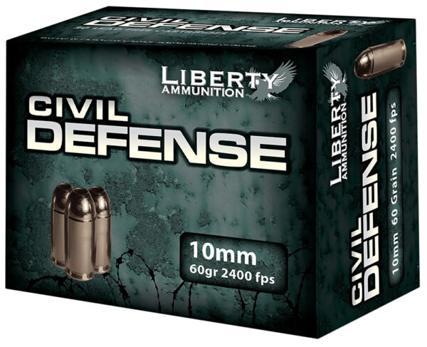 Liberty Ammunition LACD10032 Civil Defense 10mmAuto 60gr Lead Free Fragmenting Hollow Point 20 Per Box/50 Case