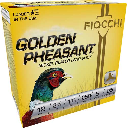 A12GP5.jpg FIOCCHI GOLDEN PHEASANT 12GA - 2.75" 1-3/8OZ #5 25RD 10BX/CS