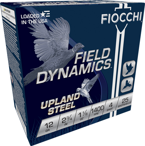 FIOCCHI STEEL 12GA 2.75" - 1-1/8OZ #4 25RD 10BX/CS