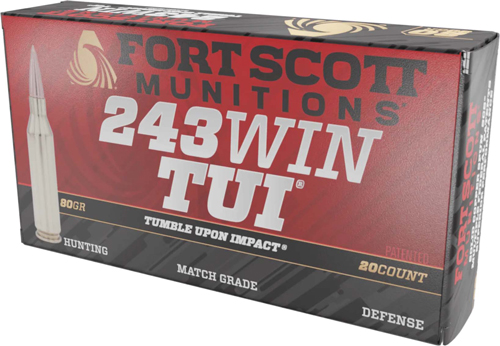Fort Scott Munitions .243 Winchester 80gr TUI Ammunition, 20-Round Box