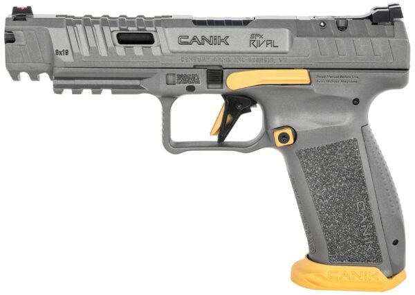 Canik SFX Rival Pistol, 9mm, Grey with Gold Accents, 18-Round