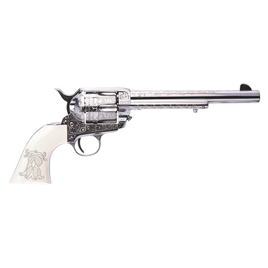 Cimarron Frontier Teddy Roosevelt Revolver, .45 Long Colt, 7.5-Inch Barrel, Engraved Nickel