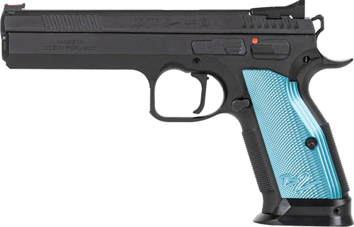 CZ TS2 Pistol, 9mm, 10-Round, Black Polycoat Blue Grip