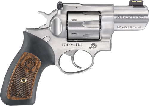 G1774 1.jpg RUGER GP100 357MAG 2.5" ADJ. - SS RUBBER W/HARDWOOD 7-SHOT