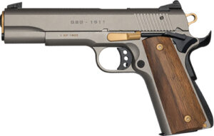 American Tactical GSG 1911 15th Anniversary Pistol, .22 LR, 5-Inch, Grey/Gold Wood Grips, 10-Round - view 2