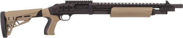 Mossberg 500 ATI Tactical 12 Gauge Pump Shotgun, 18.5-Inch, Blued/FDE, 5-Round