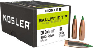 Nosler Ballistic Tip 30 Cal Bullets, 168 gr