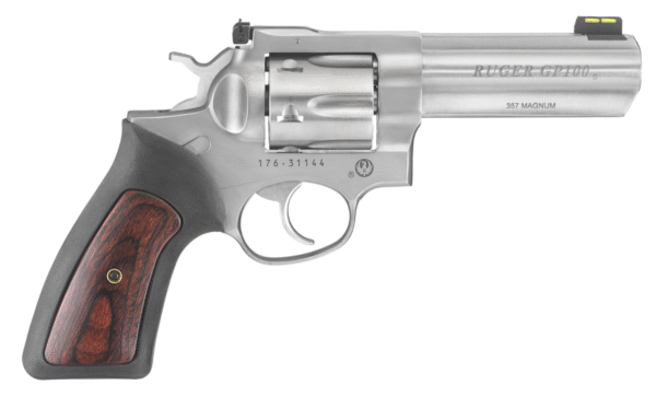 Ruger GP100 Revolver, .357 Magnum, 4.2-Inch Barrel, Stainless with HiViz Sight, 6-Shot