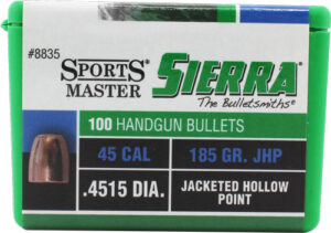 Sierra Jacketed Hollow Point Bullets, .45 Cal .4515-inch 185gr
