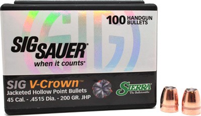 Sierra Sig V-Crown .45 Caliber 200gr JHP Bullet