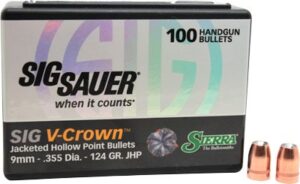 Sierra 9mm 124 gr JHP Sig V-Crown Bullets