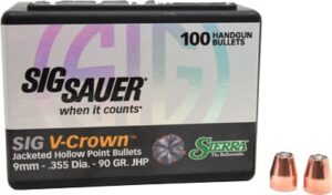 Sierra V-Crown 9mm 90gr JHP Reloading Bullets