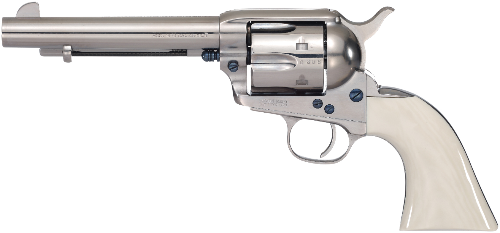 Taylor's Uberti 1873 Cattleman Revolver, .45 Colt, 5.5-Inch Barrel, Nickel, Ivory Grip