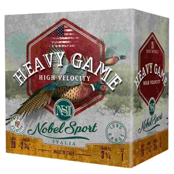 Nobel Sport Heavy Game High Velocity 20 Gauge 2.75in 1oz #5 Shot, 25-Round Box