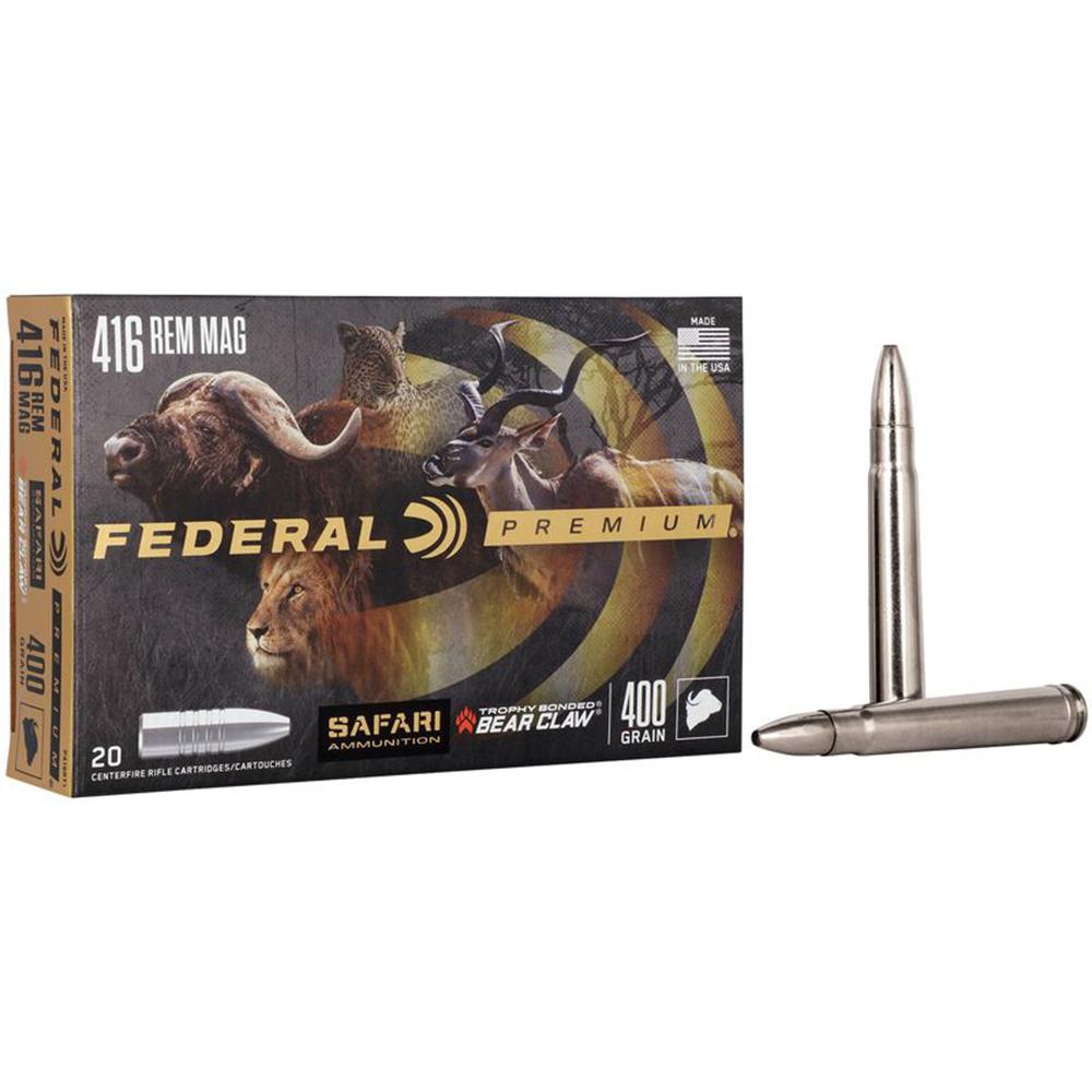 https3A2F2Fmedia.chattanoogashooting.com2Fimages2Fproduct2FFAP416RT12FFAP416RT1 1.jpg Federal Premium Cape-Shok Rifle Ammunition .416 Rem Mag 400 gr TBBC 2400 fps - 20/ct