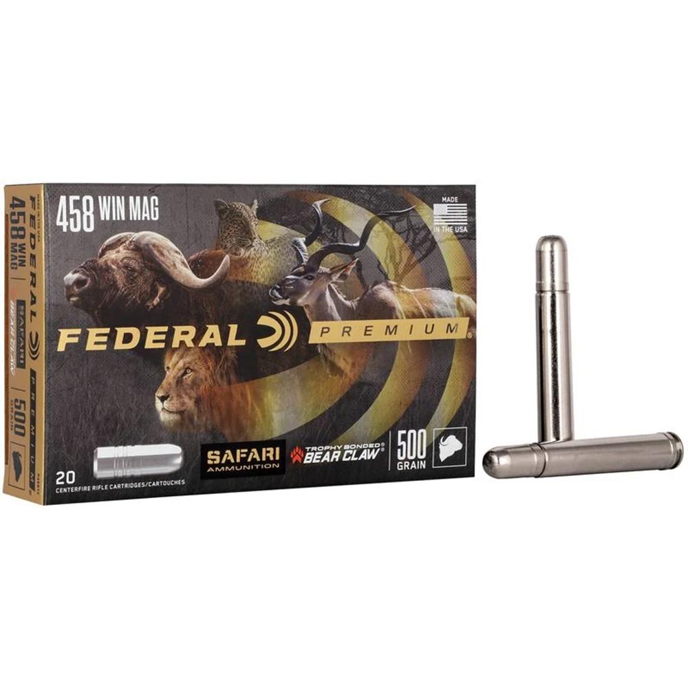 https3A2F2Fmedia.chattanoogashooting.com2Fimages2Fproduct2FFAP458T22FFAP458T2 1.jpg Federal Premium Cape-Shok Rifle Ammunition .458 Win Mag 500 gr TBBC 2090 fps - 20/ct