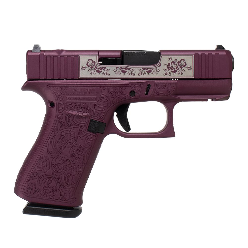 Glock 43X MOS Glock and Roses Custom Pistol, 9mm, Black Cherry, 10-Round