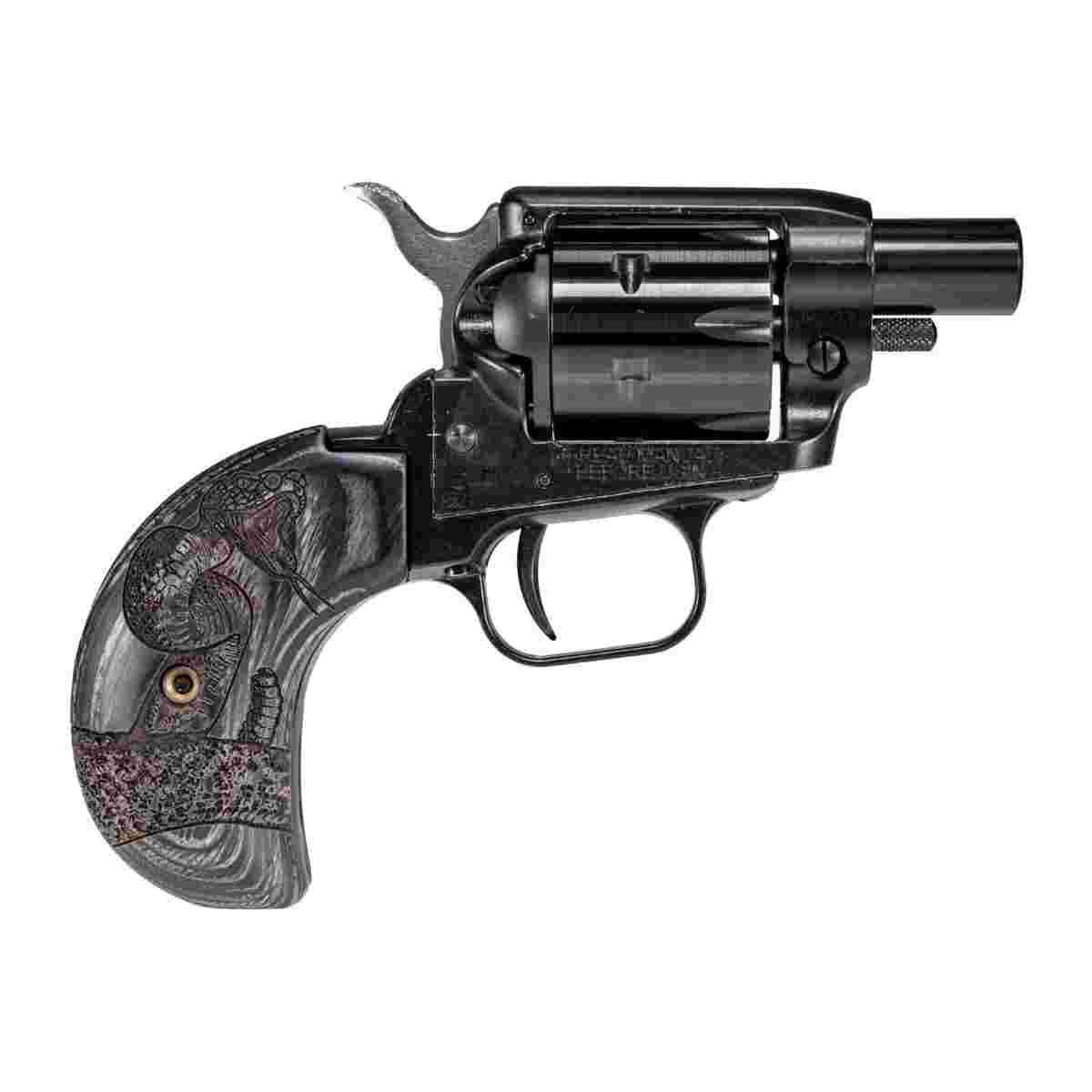 Heritage Barkeep Boot Revolver, .22 LR, 1.68-Inch Barrel, Wood Burnt Snake, 6-Shot