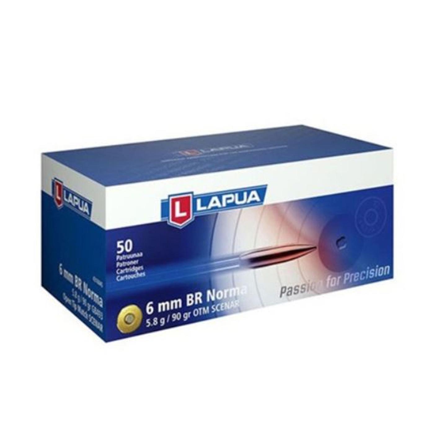 https3A2F2Fmedia.chattanoogashooting.com2Fimages2Fproduct2FLP43160442FLP4316044 1.jpg Lapua OTM Rifle Ammo 6mm BR Norma 90 gr Scenar-L 50/ct