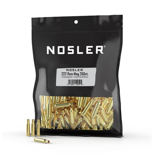 Nosler Unprimed Unprepped Brass, .222 Remington Magnum, 250-Count (Bulk)