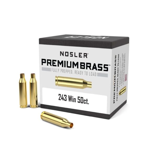 Nosler Unprimed Brass Rifle Cartridge Cases, .243 Winchester, 50ct