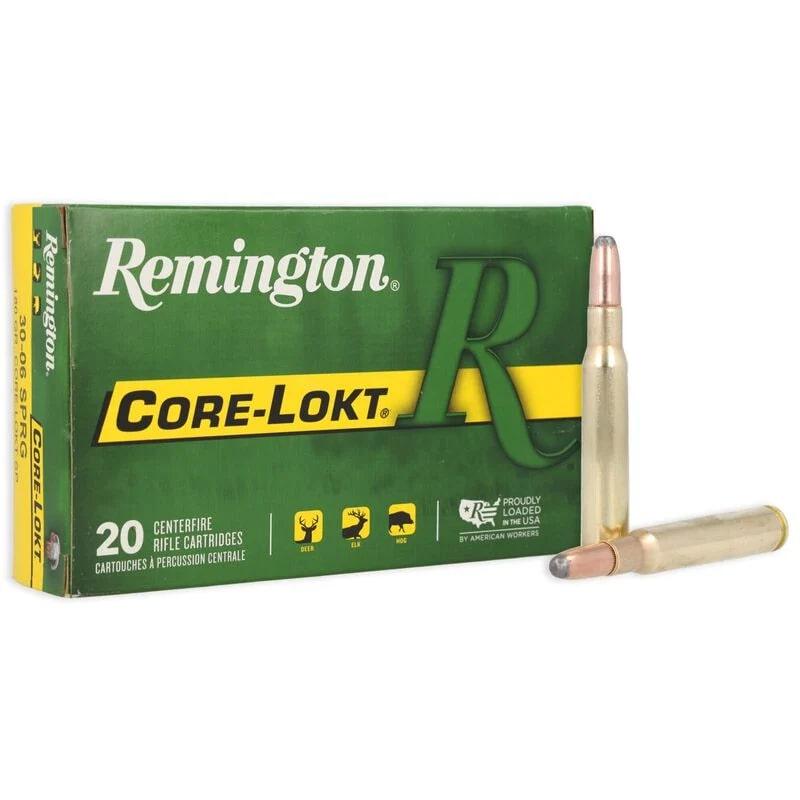 https3A2F2Fmedia.chattanoogashooting.com2Fimages2Fproduct2FRT278302FRT27830 1.jpg Remington Core-Lokt Rifle Ammunition .30-06 Sprg 220 gr SP 2410 fps 20/ct