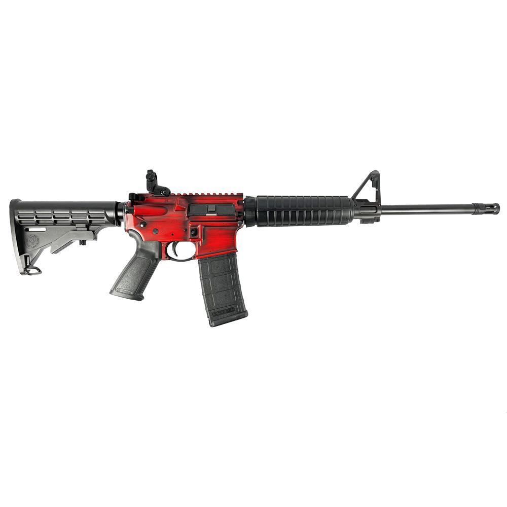 https3A2F2Fmedia.chattanoogashooting.com2Fimages2Fproduct2FUR8500RD2FUR8500RD 1.jpg Ruger "Red Distressed" AR-556 Rifle 5.56mm NATO 30rd Mag 16.1" Barrel Custom Stock Finish