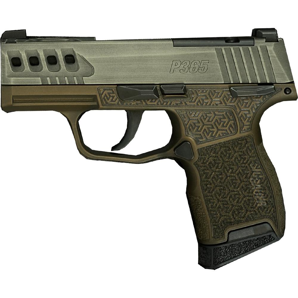 Sig Sauer P365 Custom Cerakote Pistol, 9mm, Distressed Gray/Brown, Optic Ready