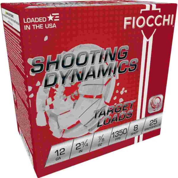 Fiocchi Shooting Dynamics 12 Gauge #8 Shotshells, 25-Round Box