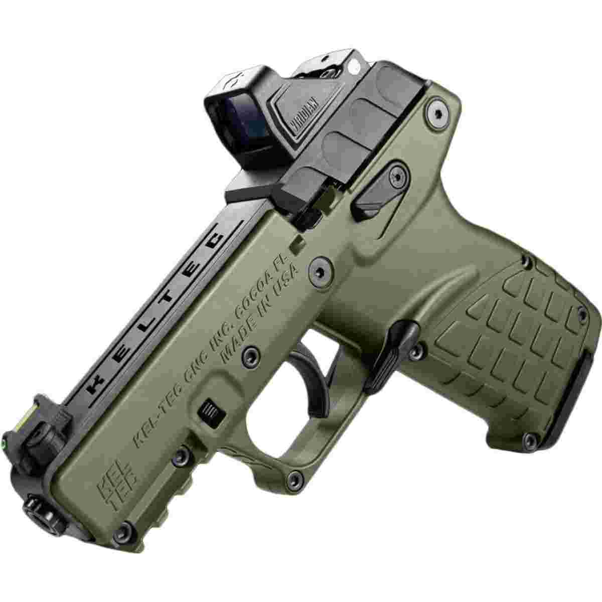 Kel-Tec P17 Pistol, .22 LR, OD Green, Green Dot & Holster Combo