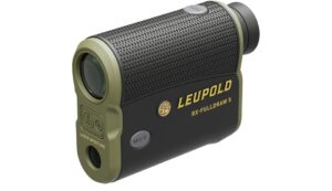 Leupold RX-FullDraw 5 rangefinder in black and green, 6x magnification, 22mm objective