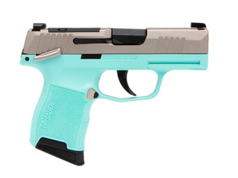 Sig Sauer P365 Pistol, .380 ACP, Nickel/Turquoise, 10+1