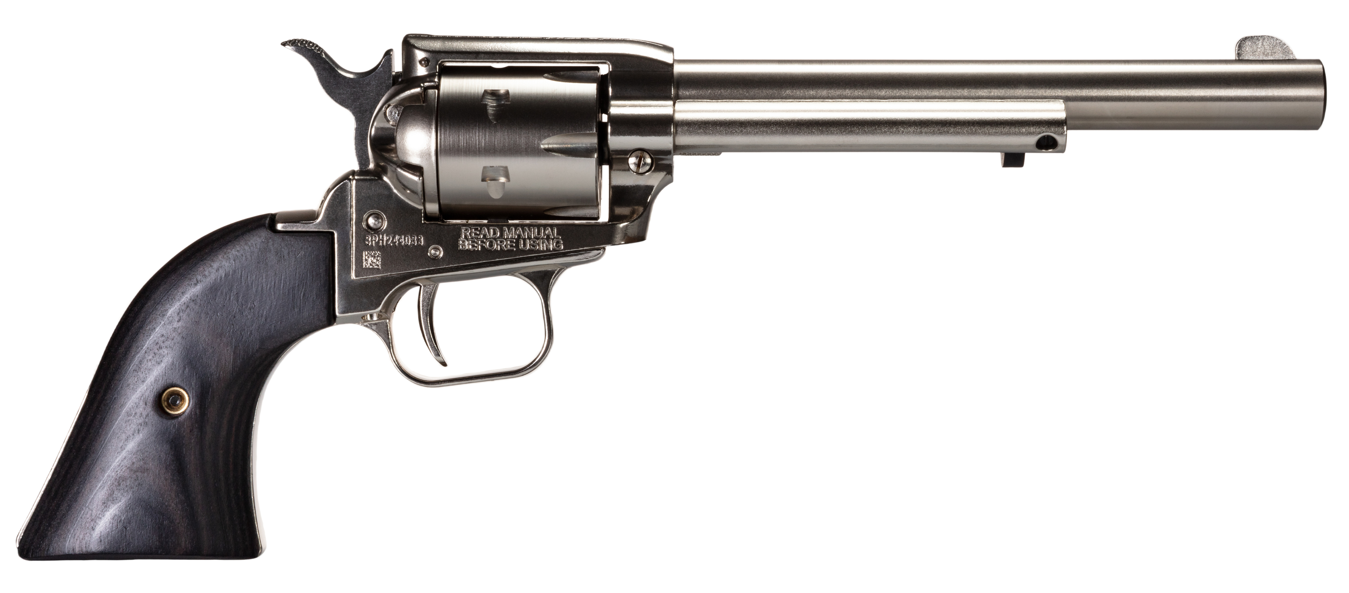 Heritage Rough Rider .22 LR Revolver, 6.5-Inch Barrel, Nickel, Black Laminate, 6-Shot