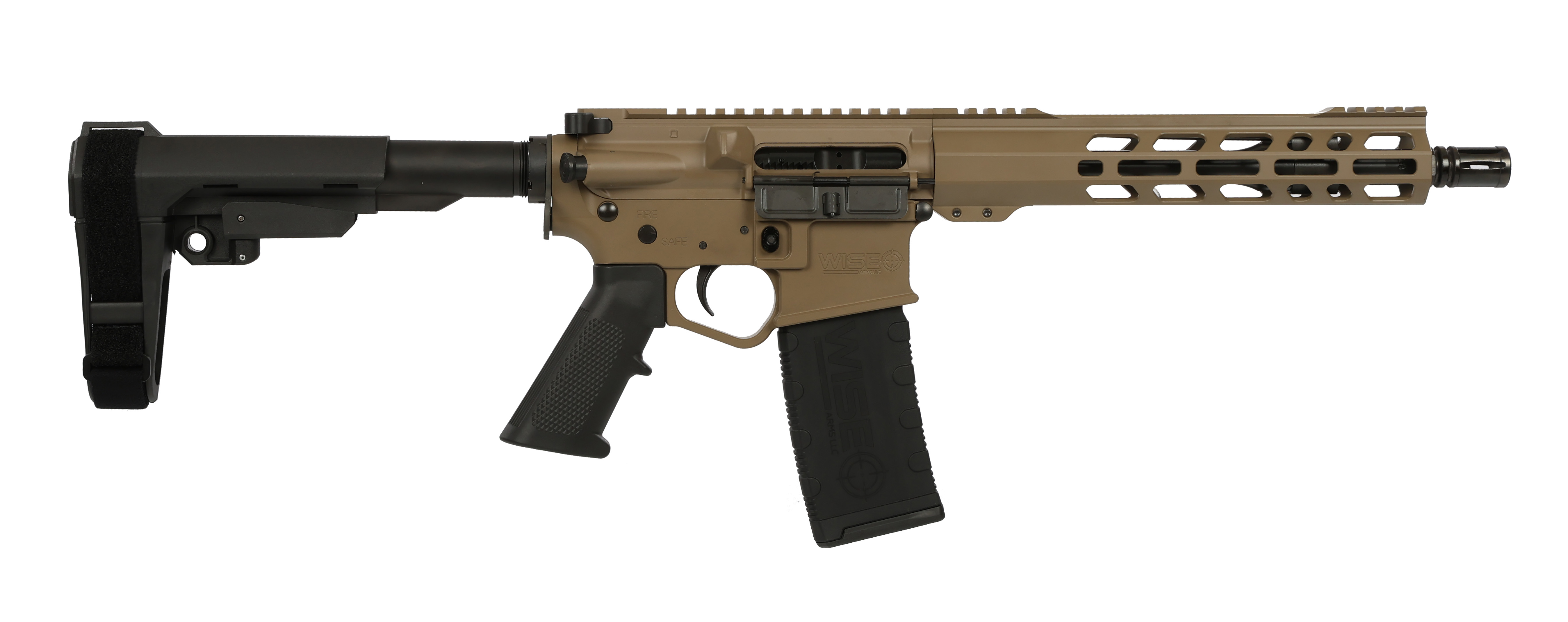 Wise Arms WA-15B Pistol, .300 AAC Blackout, 10.5-Inch Barrel, FDE, SBA3 Brace