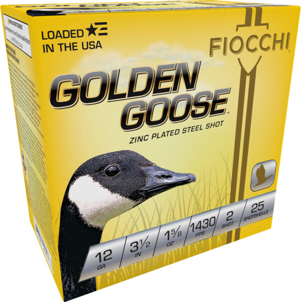 Fiocchi Golden Goose 12 Gauge 3.5-Inch #2 Steel Shot, 25-Round Box