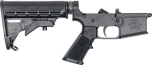 Great Lakes AR-15 Lower Receiver Group, 5.56 NATO, Adjustable Stock, Black