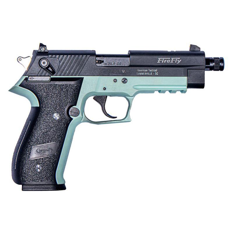 https3A2F2Fmedia.chattanoogashooting.com2Fimages2Fproduct2FAKGERG2210TFFM132FAKGERG2210TFFM133.jpg ATI GSG Firefly Handgun .22 LR 13rd Magazine(1) 4.9 Threaded Barrel Mint Green Frame