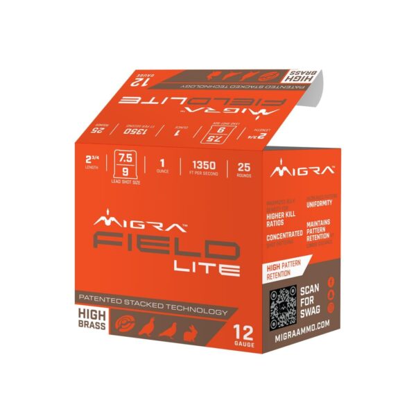 Migra Field Lite 12 Gauge 2.75-Inch Stacked Shot Shotshells, 25-Round Box
