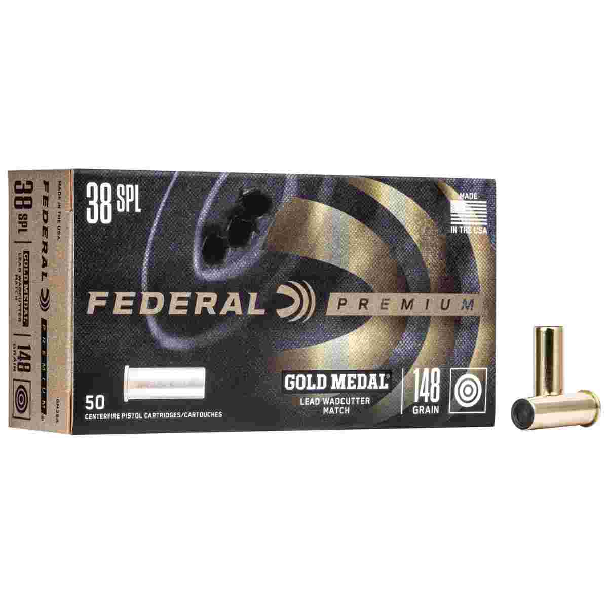Federal Premium Gold Medal Handgun Ammunition .38 Spl 148 gr LWC 690 ...