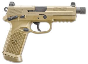 FN 66101635 FNX Tactical Bundle 45 ACP 10+1 5.30" Black Steel Threaded Barrel, Flat Dark Earth Serrated Stainless Steel Slide & Polymer Frame w/Picatinny Rail, Ambidextrous, 5 Magazines