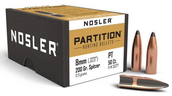 Nosler Partition 8mm 200gr Spitzer Bullets, 50-Count