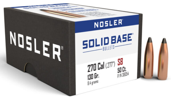 Nosler Solid Base Rifle Bullets, .270 Caliber 130gr Soft Point