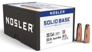 Nosler Solid Base Rifle Bullets, .30 Caliber 150gr Round Nose