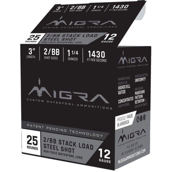 Migra Staxd 12 Gauge 3-Inch 1.25oz #2/BB Duplex Shot, 25-Round Box