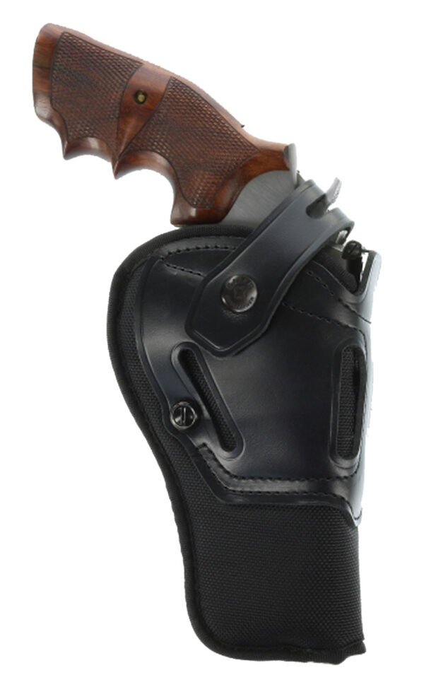 Galco SR46B Switchback OWB Black Leather Belt Slide Fits Ruger GP100/S&W K Frame Fits 6" Barrel Ambidextrous