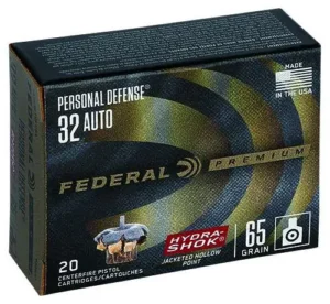 FEDERAL PREMIUM HYDRA SHOK AMO 32 AUTO 65GR JHP 20RD (25 BOX CASE)